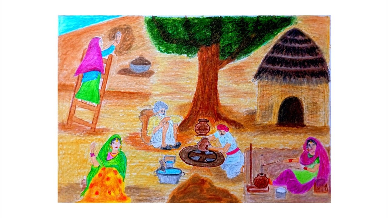 How to draw a sketch of punjabi culture (Ucha Vehda) - YouTube