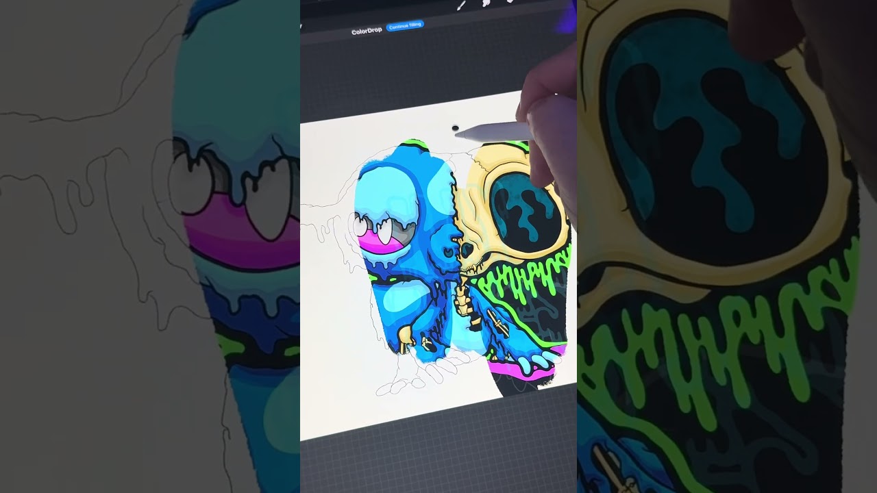 drawing the new starter Pokemon in my drippy skull style 😅 #illustrator #pokemonart #skullart