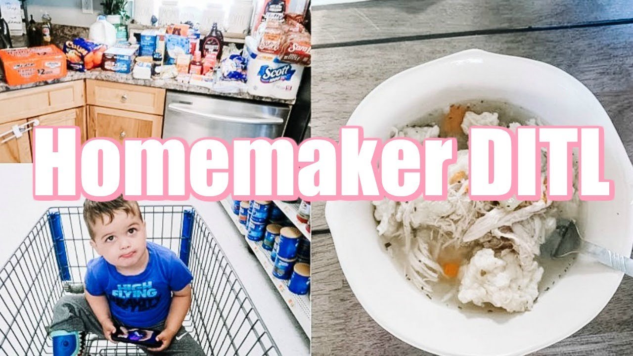 DITL OF A SAHM // GROCERY HAUL + COOK HOMEMADE CHICKEN DUMPLING SOUP WITH ME - YouTube