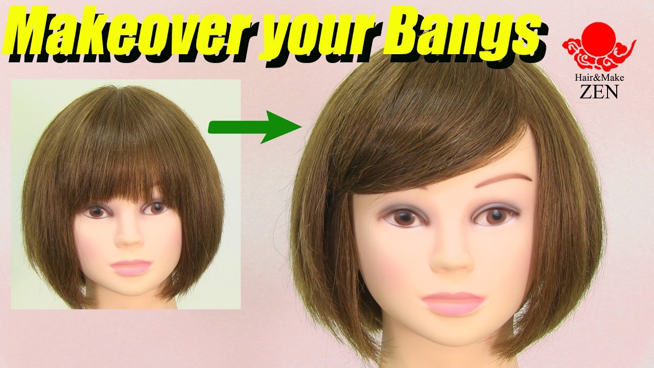 ぱっつん前髪を長く見せる方法 Zenのヘアセット65 Short Bang Look Like Long Youtube