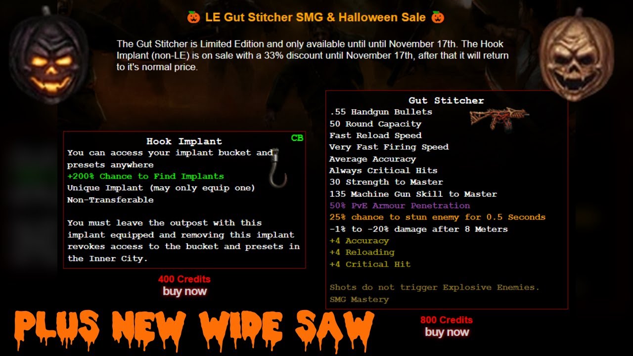 Dead Frontier Limited Edition Gut Stitcher SMG and Eviscerator WIDE SAW with Hook Implant