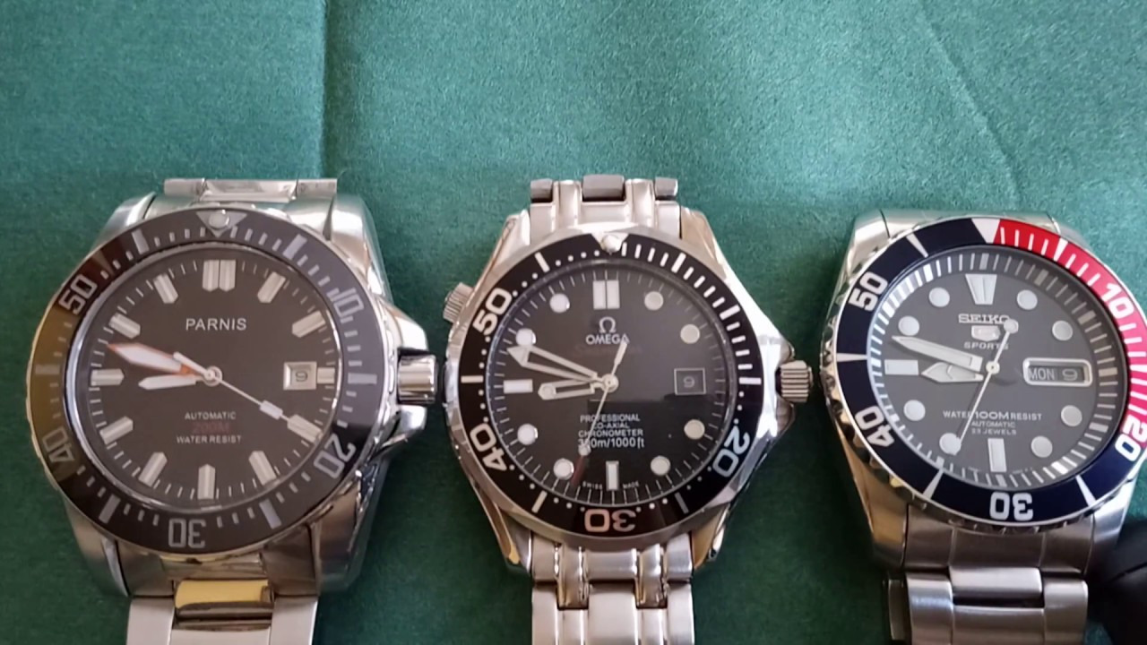 Parnis 200M, fake Omega and Seiko 