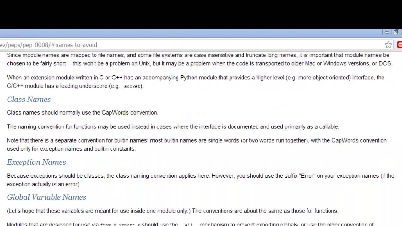 Learn Python Programming Tutorial 35 | Python Naming Conventions - YouTube Learn Python Programming Tutorial 35 | Python Naming Conventions - Youtube