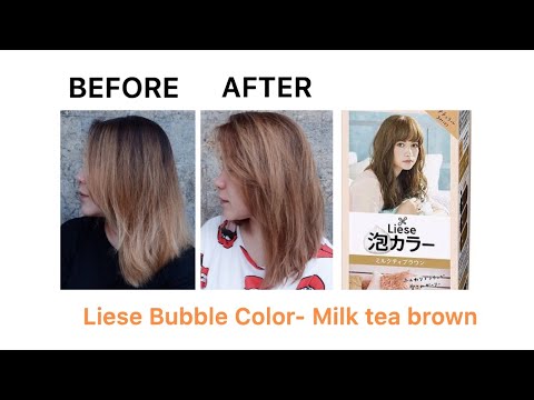  CAT  RAMBUT  SENDIRI Liese  bubble  color Milk tea brown 