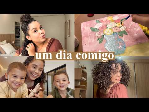 Um dia comigo na rotina: mãe de 3, finalização com volume, pintando tela, treinando, rotina noturna…