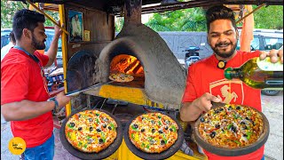 Noida 5 Star Master Chef Selling Gufa Wala Desi Chulha Pizza On Streets Rs 250/- l Noida Street Food