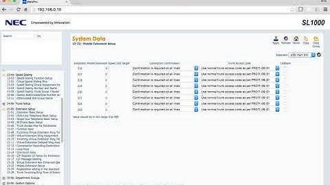 PBX  NEC SL1000(SL2100)  SETUP MOBILE EXTENSION
