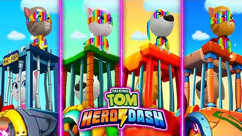 Talking Tom Hero Dash - All Heroes Rainbow Colours Suit & Saving All Charcter - Gameplay