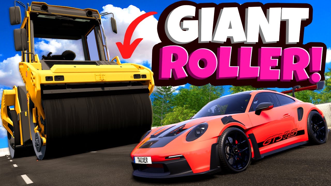 Giant Road Roller CRUSHES Expensive Cars in BeamNG Drive Mods! - YouTube