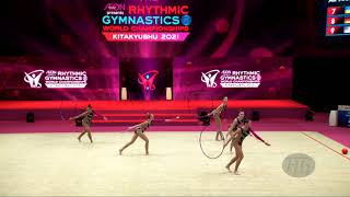 Kazakhstan (KAZ) - 2021 Rhythmic Worlds, Kitakyushu (JPN) - Q. 3 Hoops + 2 Pairs Of Clubs