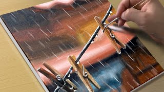 Rainy Day Painting / Acrylic Painting TUTORIAL / STEP by STEP