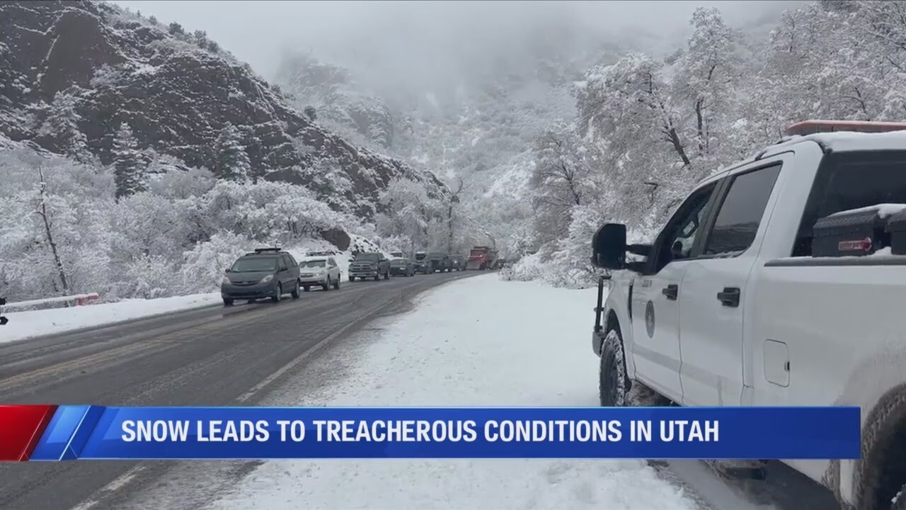 Snow leads to treacherous conditions in Utah - YouTube