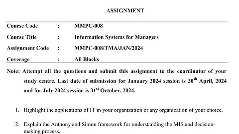 IGNOU MMPC-008 Solved Assignment Jan 2024 | July 2024 [FREE] | MBA | Information System for Managers