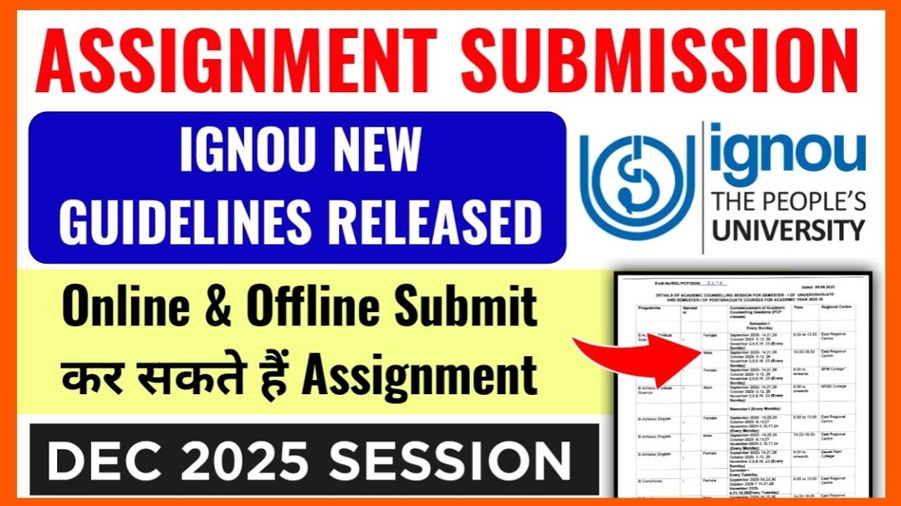 IGNOU Assignment Submission New Guidelines Release Dec 2025 | Ignou ...