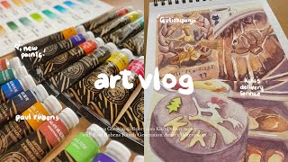 art vlog 🥨 painting kiki's bakery ft. paul rubens 4th generation artists watercolor paints