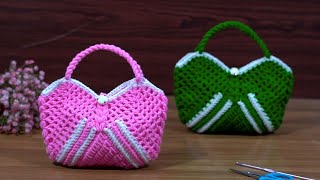 Woolen Crochet Purse 👜Making #knitting bag design for beginners #easy project #örgü model #3d