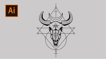 Tattoo Sketch Goat skull / Hot keys / Adobe Illustrator tutorial