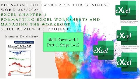 Excel 4 Skills PART 1 Review 4.1 Project in BUSN-1360