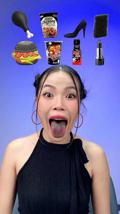 ASMR Mukbang 🖤💀 Eating Random Black Food #funny #shorts #mukbang #eating #food
