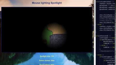 Mouse lighting Spotlight for HTML5 Canvas JavaScript