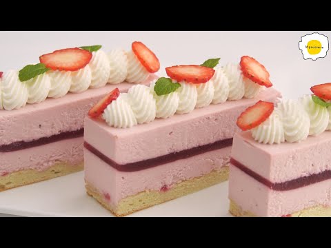 Raspberry Strawberry Cheese Mousse Cake  Mousse gateau aux framboises et aux fraises