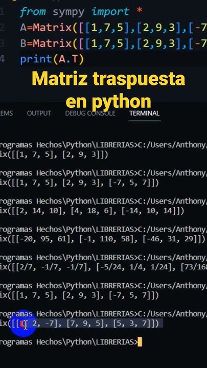 matriz traspuesta en python - YouTube
