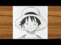 How to draw monkey d luffy step by step  easy anime drawing  easy drawing ideas for beginners