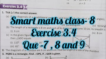 smart maths chapter 3 exercise 3.4 | schand maths solutions class 8 ch-3ex 3.4| quadrilateral