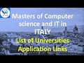 Masters of Computer science and IT in ITALY| List of Universities| Application links| Full Detail