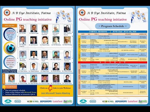 Cornea Session 1, Day 4, online PG teaching initiative