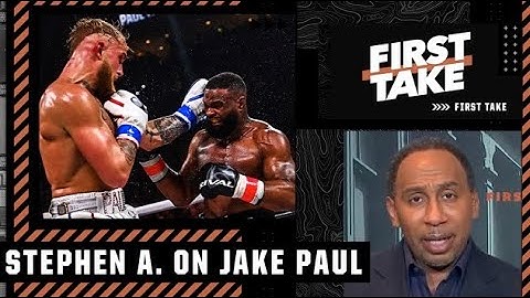 Stephen A. reacts to Jake Paul knocking out Tyron Woodley | First Take