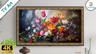 Floral Art Screensaver for Your TV | Vintage Flower Paintings Slideshow | 4 Hours, No Sound