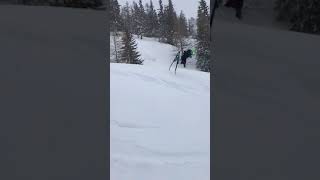 Allfails Kid In Green Helmet Skis Down Hill And Faceplants In The Snow