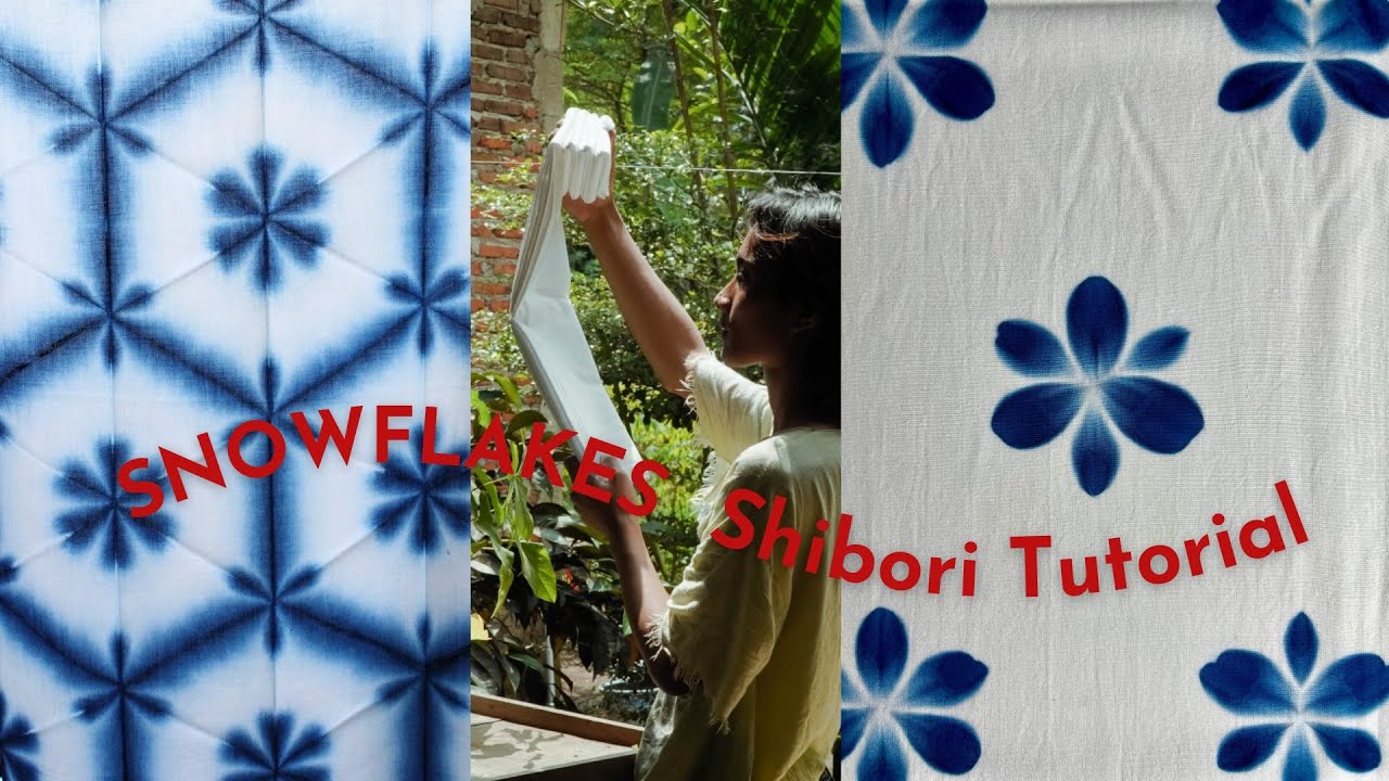 ☃️ SNOWFLAKES ❄️ tie dye tutorial || how to fold and dip dye sekka shibori (snow flower)