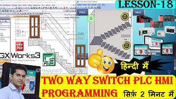 16 Two way switch plc programming in hindi | hmi programming examples | mitsubishi plc example hindi