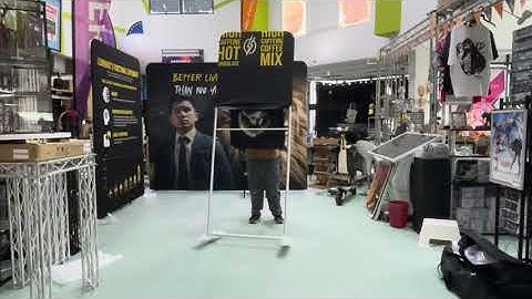 Leon Hart Instanta Coffee Tension Fabric Backdrop and Promotion Counter Setup