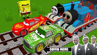 THOMAS THE TANK ENGINE.EXE and FRIENDS vs LIGHTNING MCQUEEN in Minecraft - Coffin Meme and SPONGEBOB