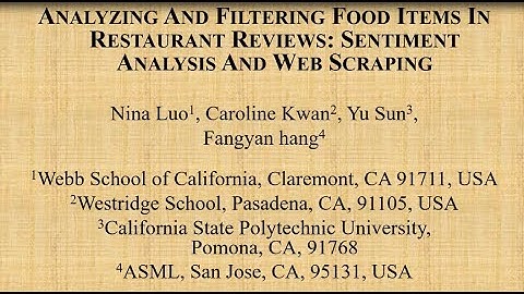 Analyzing and Filtering Food Items in Restaurant Reviews Sentiment Analysis and Web Scraping