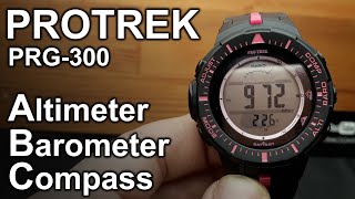 Casio Protrek PRG 300 - Altimeter, Barometer & Compass mode on module 3443  - YouTube