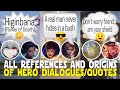 ALL REFERENCES/INSPIRATIONS OF HERO DIALOGUES | HERO LINES ORIGIN | MOBILE LEGENDS