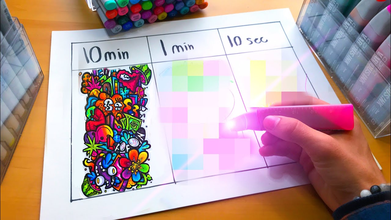 10 Minutes / 1 Minute / 10 Second Doodle Challenge - YouTube