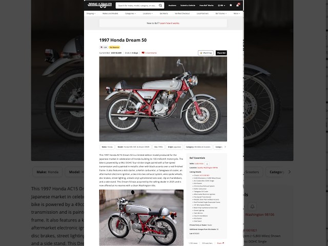 1997 Honda Dream 50 - Bring a Trailer auction ends 08/06/2026