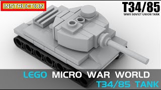 Lego Micro War MOC WW II SOVIET UNION T34/85 Medium Tank Tutorial