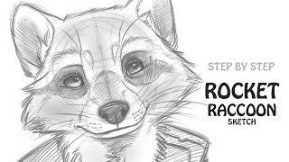 How To Draw Rocket Raccoon Cartoon - Quick Drawing