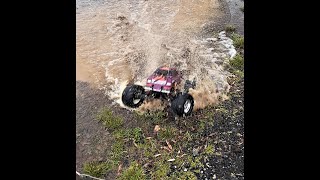 TRAXXAS EMAXX 3906 HPI BRUSHLESS 3S HITTING MUDDY WATER HOLES + TOP SPEED INCLUDED