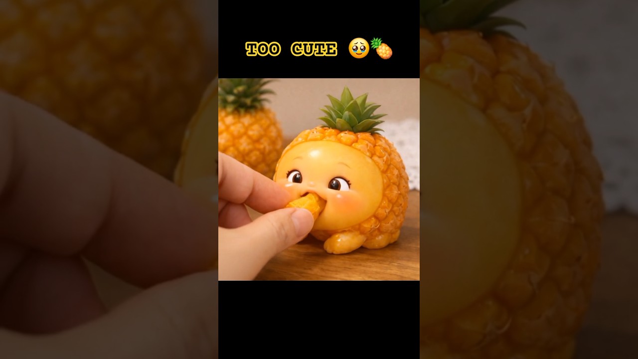 Cute Pineapple Baby AI 🍍🥹 | Soft Eating ASMR Animation | AI Shorts