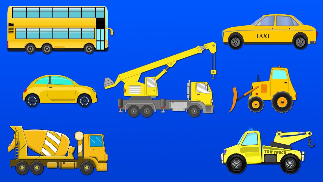 learn yellow vehicles kids cars transport vehicles YouTube
