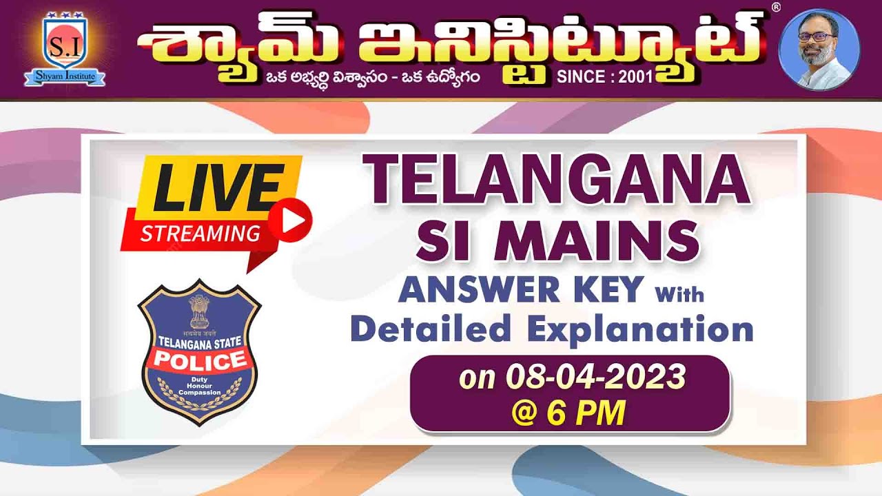 Telangana si mains arithmetic and reasoning exam key with detailed