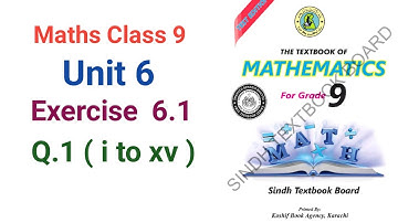 #Maths class 9 | unit 6 | exercise 6.1 |question 1 | Sindh textbook board