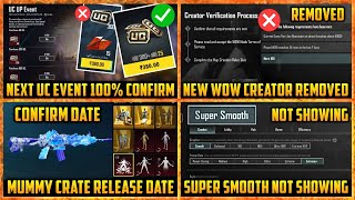 🔴 Next UC UP Event Confirmed Release date | Mummy Crate Release Date BGMI | Super Smooth Missing ?